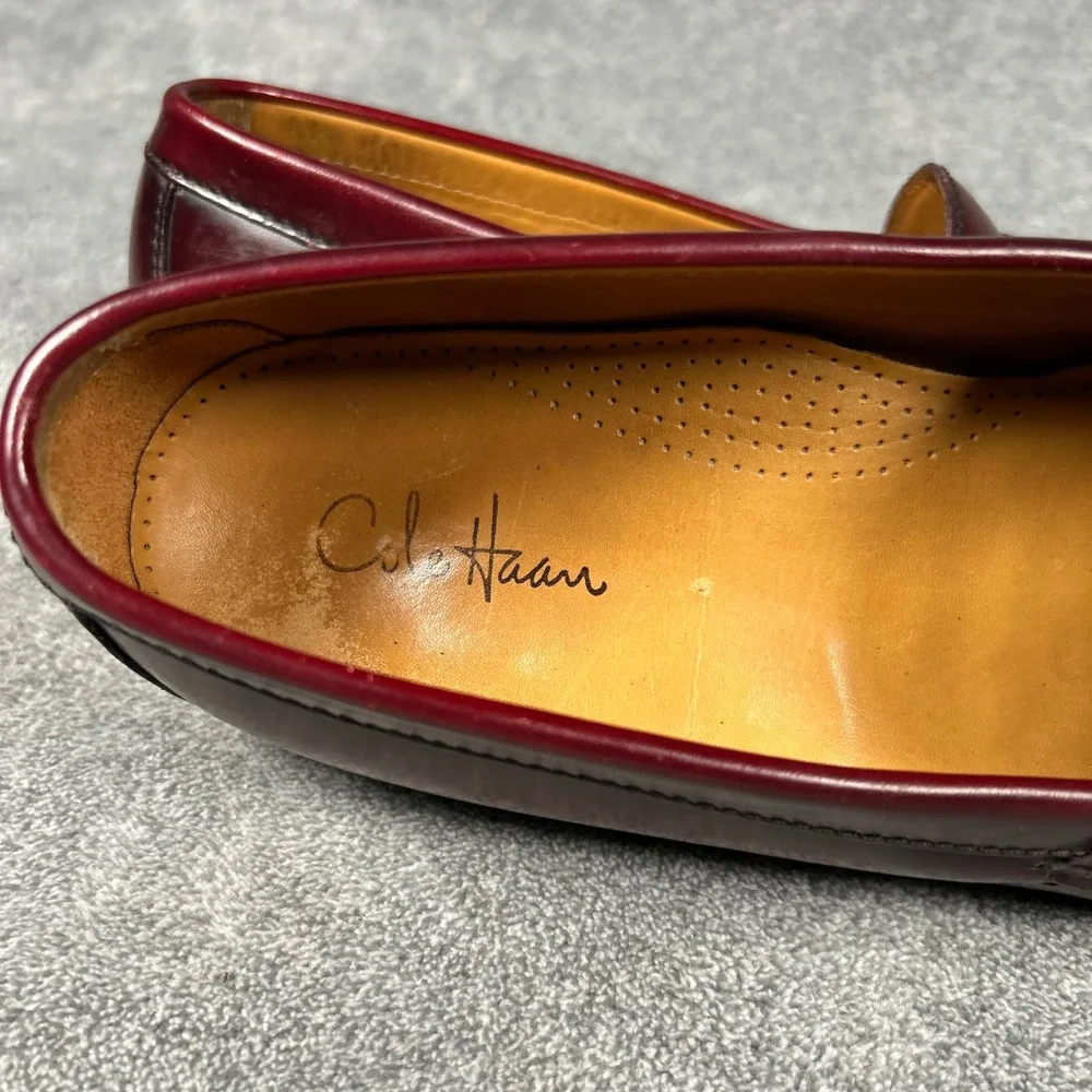 Cole Haan Mens Burgundy Leather Tassel Loafers 10.5 D 03507 Dress Shoes